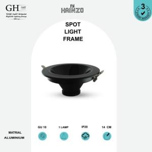 GH - GU10 - 160GR  اطار هاينزو مدور مانع توهج 14 سم المنيوم ااسود اسود لامع