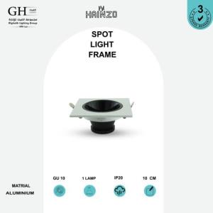 GH - GU10 - 120SQU  اطار هاينزو مربع مانع توهج 10 سم المنيوم ابيض اسود لامع