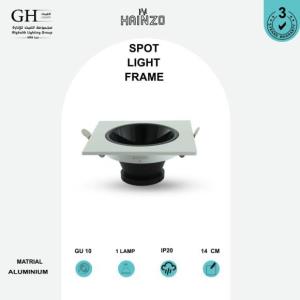 GH - GU10 - 160SQU  اطار هاينزو مربع مانع توهج 14 سم المنيوم ابيض اسود لامع