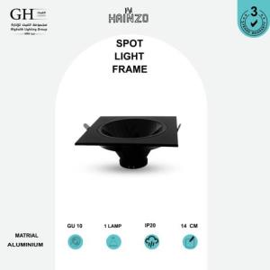 GH - GU10 - 160SQU  اطار هاينزو مربع مانع توهج 14 سم المنيوم اسود اسود لامع