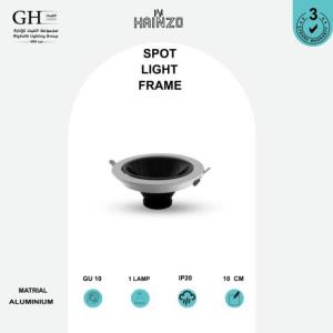 GH - GU10 - 120CR  اطار هاينزو مدور مانع توهج 10 سم المنيوم ابيض اسود لامع