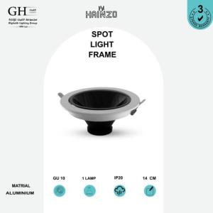 GH - GU10 - 160GR  اطار هاينزو مدور مانع توهج 14 سم المنيوم ابيض اسود لامع