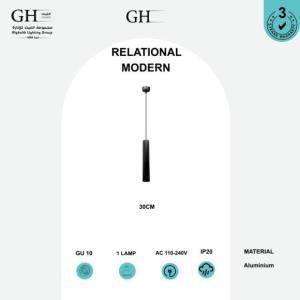GH - H1021 B - XL 30CM GU10  علاقي مفرد اسود اسطواني