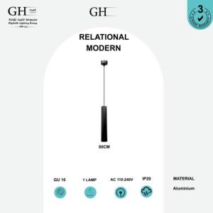 GH - H1021 B - XL 60CM GU10  علاقي مفرد اسود اسطواني