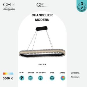 ثريا مودرن مستطيل اسود اصفر 150 سم 90 واط GH 20173 V-150 BK