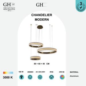 ثريا مودرن 3 دور كوبر اصفر 180 واط GH 20173 - 80 + 60 + 40 - A  GD