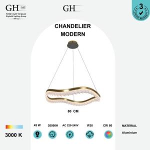 GH - 22071 W - 80 LED ثريا مودرن 1 دور 80 سم كوبر ذهبي اصفر 45 واط