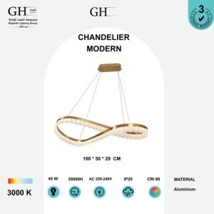 GH -  22071 A8 -100 LED ثريا  مودرن انفنتي 100 سم كوبر اصفر 45 واط