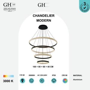ثريا ليد مودرن 4 دور 40+60+80+100سم  اسود اصفر 170 واط   GH 2913