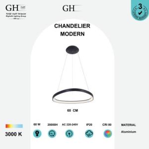 GH -5355 -860 ROPS  - 60 CM ثريا ليد مودرن اسود اصفر 60 واط